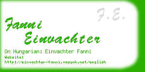 fanni einvachter business card